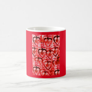 Red hearts art coffee mug