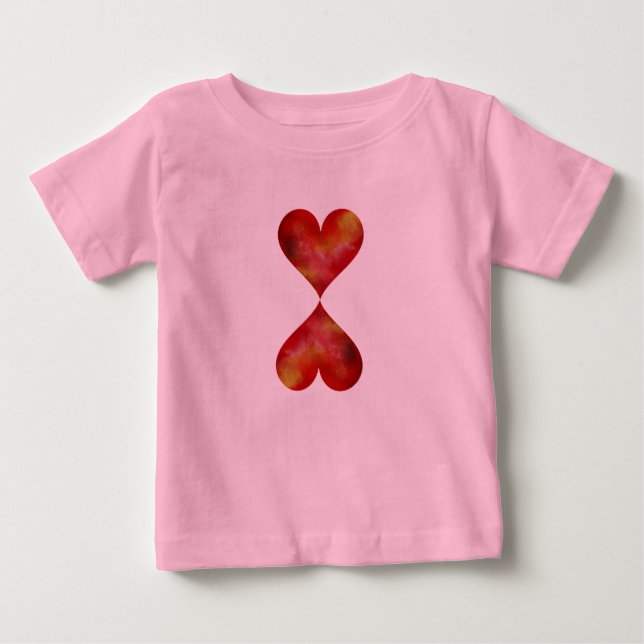 Red Hearts Baby Tutu Bodysuit, Pink T-Shirt (Front)
