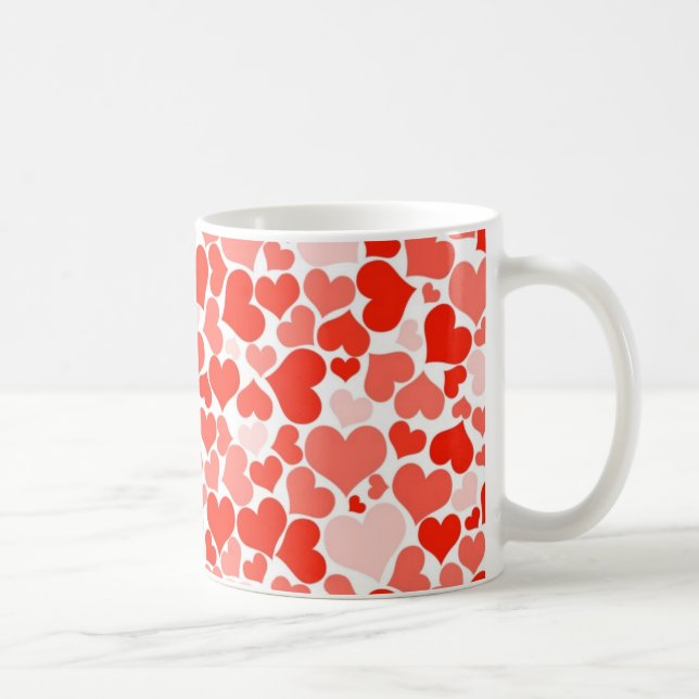 Red Hearts Background Coffee Mug (Right)