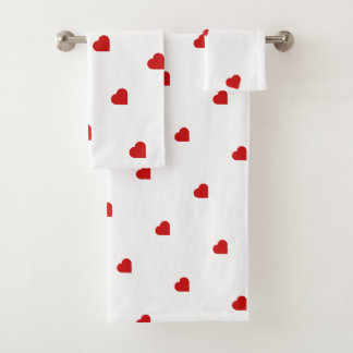 Red Hearts Bath Towel Set