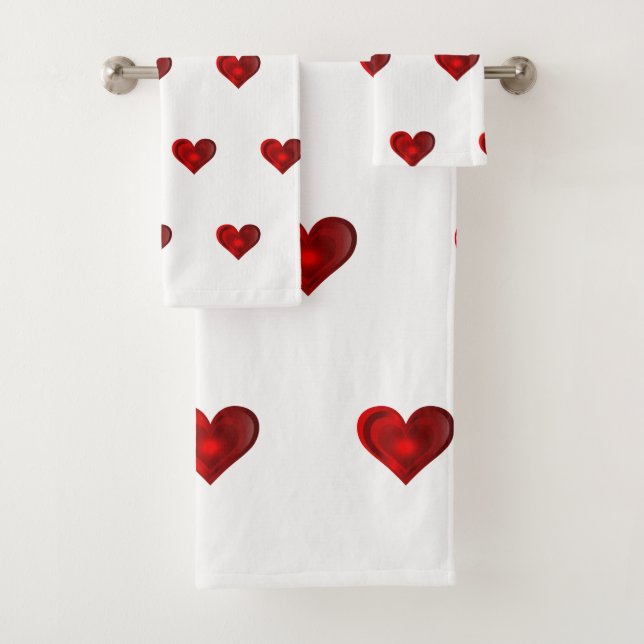 Red Hearts Bath Towel Set (Insitu)
