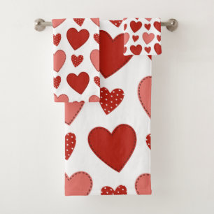 Red Hearts Bath Towel Set