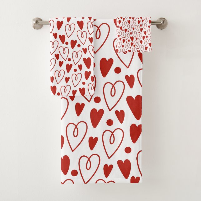 Red Hearts Bath Towel Set (Insitu)