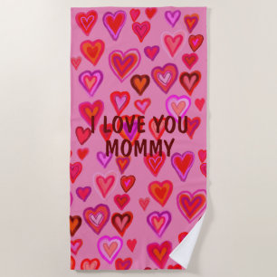 Red hearts beach towel