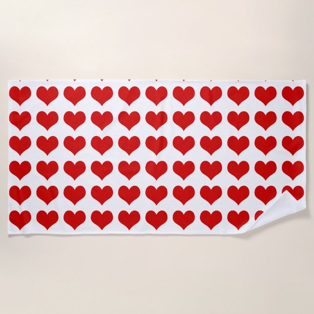 Red Hearts Beach Towel (Front)