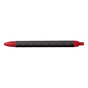 Red Hearts Black Ink Pen