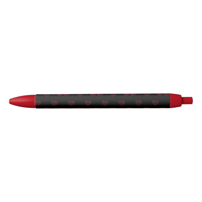 Red Hearts Black Ink Pen (Front)