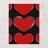 Red Hearts Black Pop Art Love Postcard