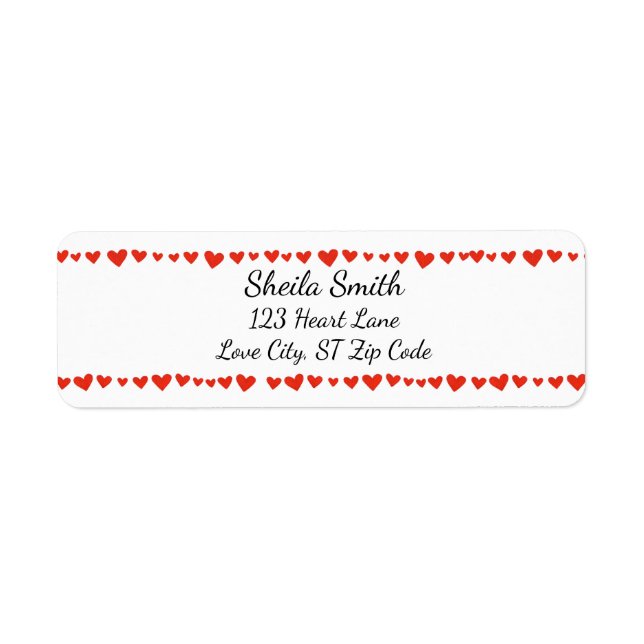 Red Hearts Border custom Address Labels (Front)