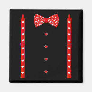 Red Hearts Bow Tie Suspenders Valentines Day Costu Magnet