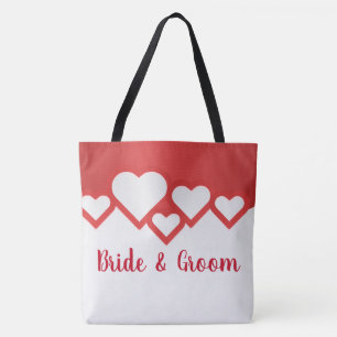 Red Hearts Bride And Groom Tote Bag