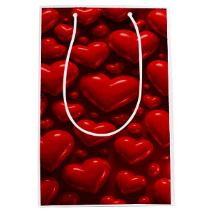 Red Hearts Bubble Pattern Medium Gift Bag