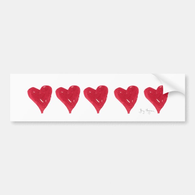 Red Hearts Bumper Sticker (Front)