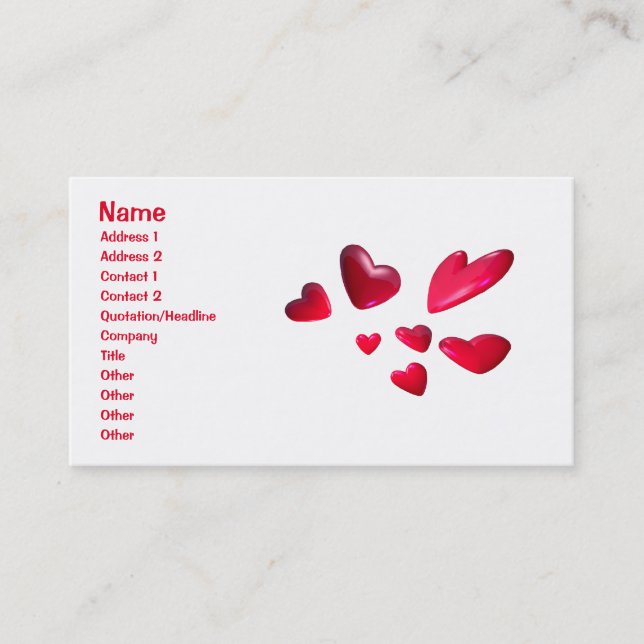 Red Hearts Business Card (Front)