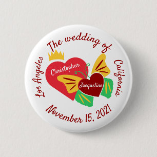 Red Hearts, Butterflies Funny 6 Cm Round Badge