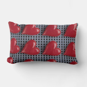 Red Hearts Candy Pattern Lumbar Cushion