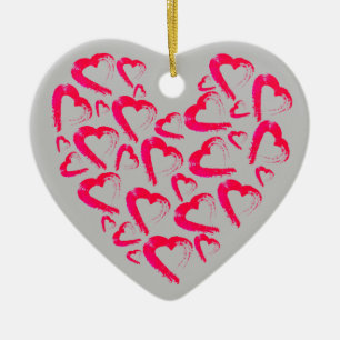 Red Hearts Ceramic Christmas Ornament