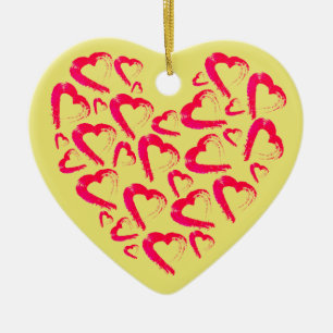 Red Hearts Ceramic Christmas Ornament
