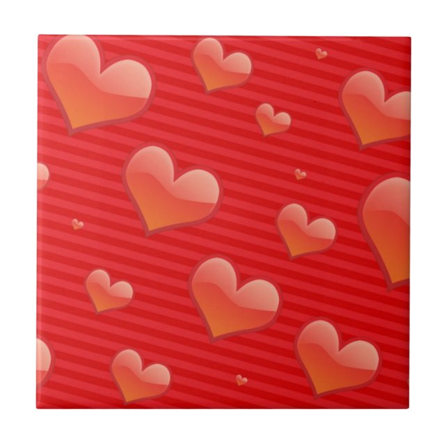 Red Hearts Ceramic Tile (Front)