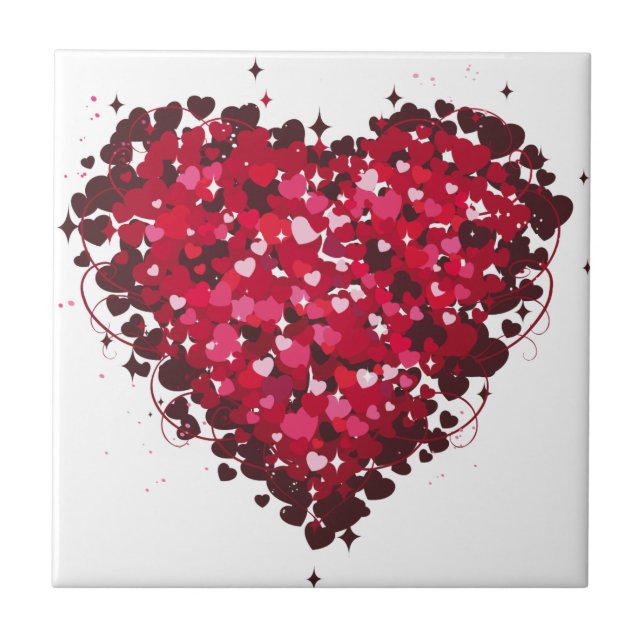 Red Hearts Ceramic Tile (Front)