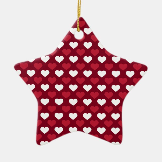 Red Hearts Ceramic Tree Decoration (Front)