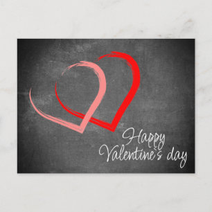 Red Hearts Chalkboard Happy Valentine`s Day Holiday Postcard