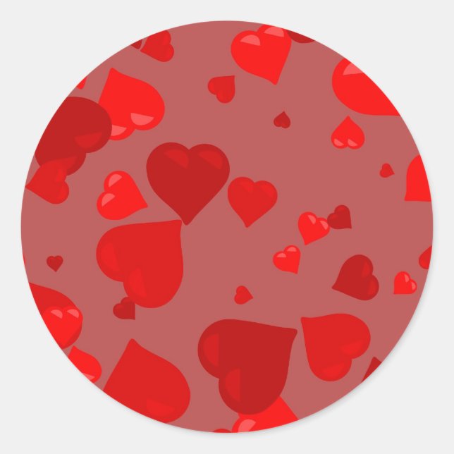 Red Hearts Classic Round Sticker (Front)