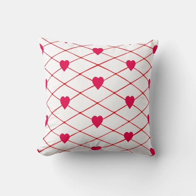Red Hearts Criss Cross Quilt Pattern Pillows (Front)