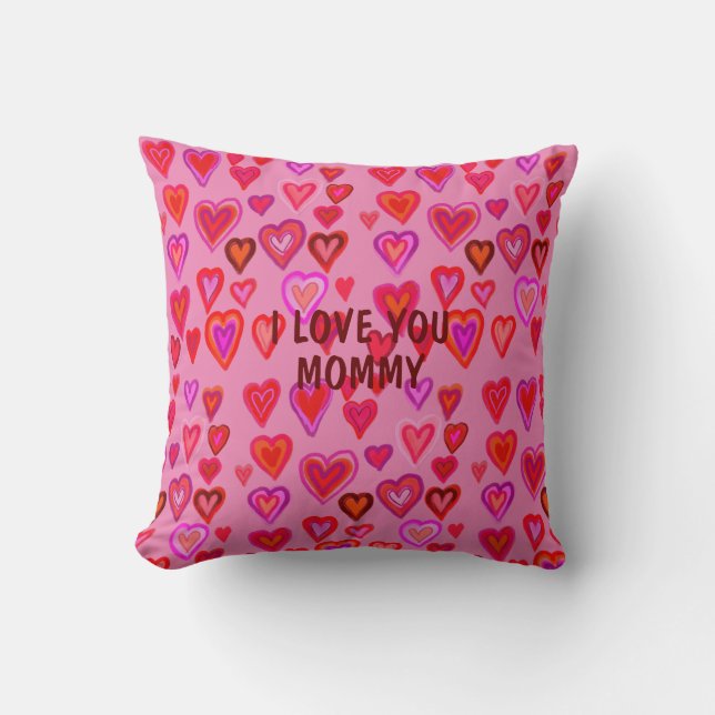 Red hearts cushion (Front)
