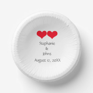 Red Hearts Cute Couple Wedding 2023 Valentines Day Paper Plate