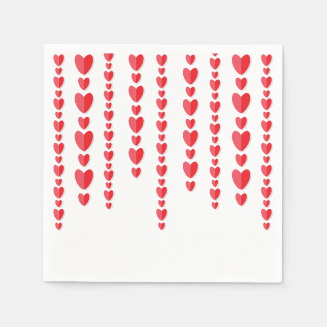 Red Hearts Cute Valentine's  Napkin (Front)
