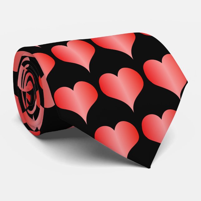 Red Hearts Design Tie (Rolled)