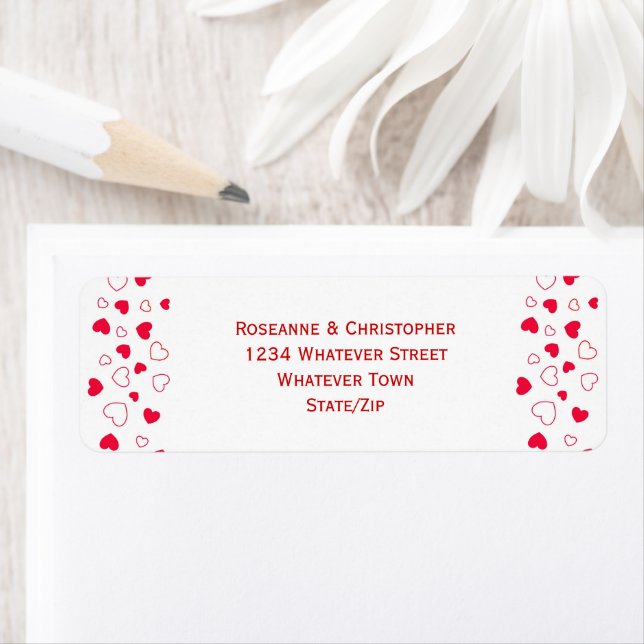 Red Hearts Design Valentines Day Wedding Address (Insitu)