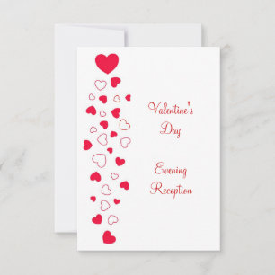 Red Hearts Design Valentines Day Wedding Reception Invitation