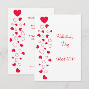 Red Hearts Design Valentines Day Wedding RSVP Card