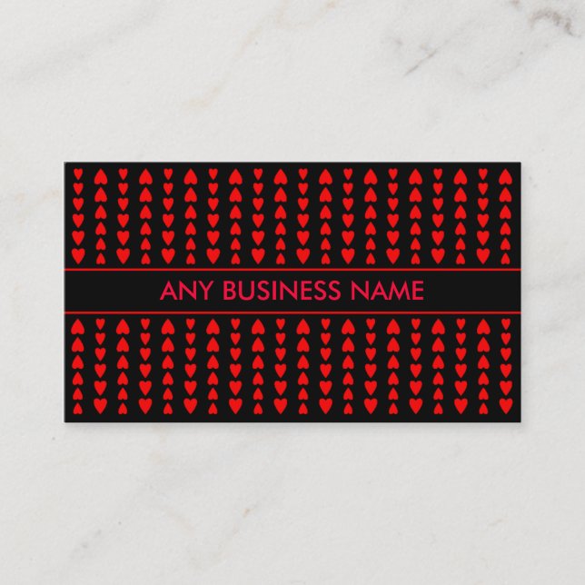 RED HEARTS DESIGNER PATTERN BUSINESS CARD (Front)