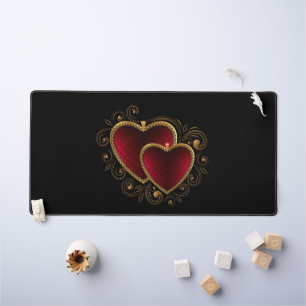 Red Hearts Desk Mat