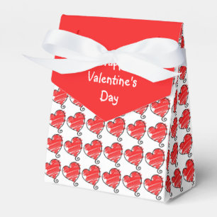 Red Hearts Doodle Pattern Favour Box