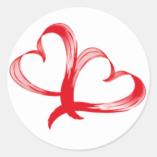 Red Hearts Double Intertwined Love Sticker