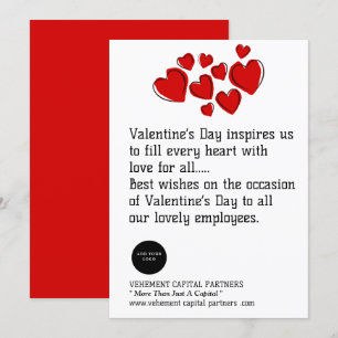 Red Hearts Employees Office Logo Valentines Day Holiday Card