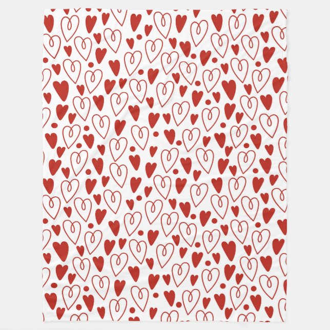 Red Hearts Fleece Blanket (Front)