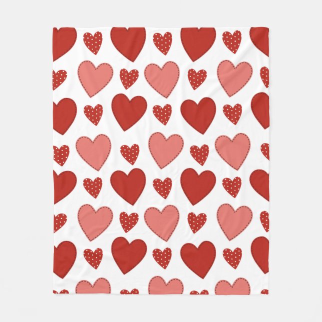 Red Hearts Fleece Blanket (Front)