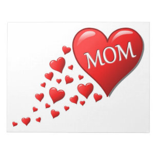 RED HEARTS FOR MOM NOTEPAD