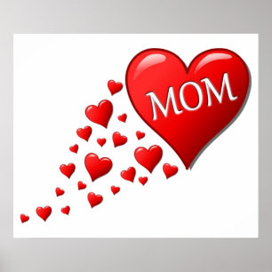 RED HEARTS FOR MOM POSTER