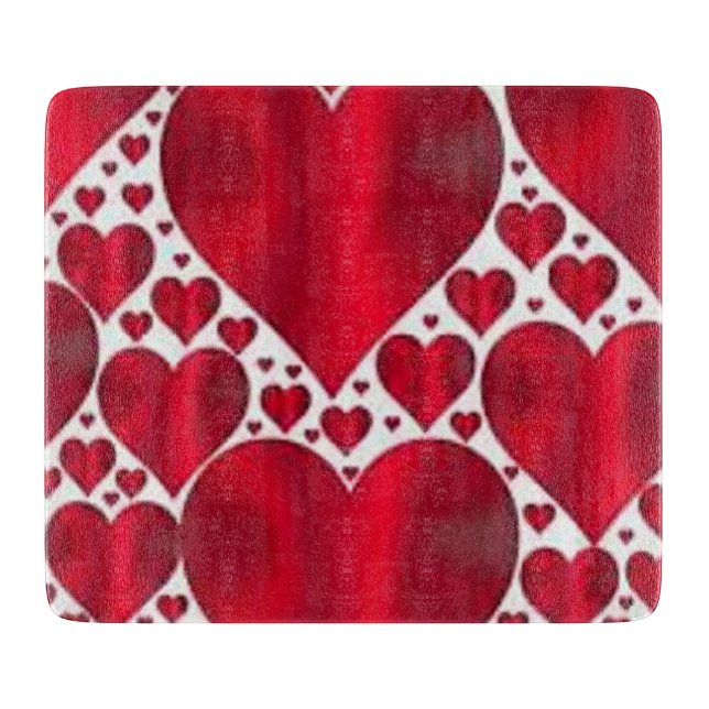 RED HEARTS FOR VALENTINE'S DAY CUTTING BOARD (Front)