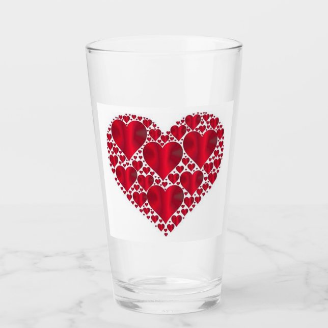 RED HEARTS FOR VALENTINE'S DAY GLASS (Front)