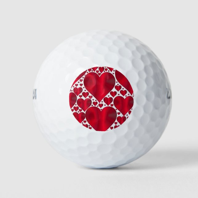 RED HEARTS FOR VALENTINE'S DAY GOLF BALLS (Front)