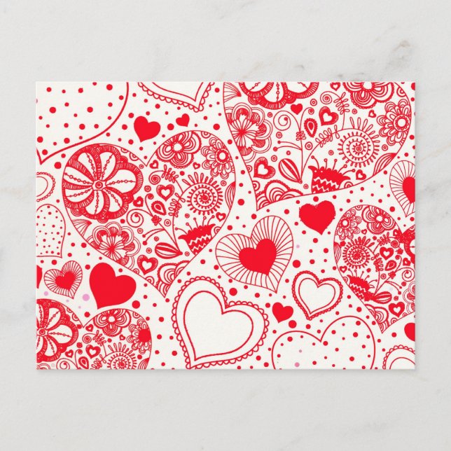 Red Hearts for Valentine's Day Holiday Postcard (Front)