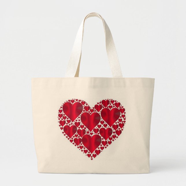 RED HEARTS FOR VALENTINE'S DAY LARGE TOTE BAG (Front)