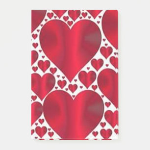 RED HEARTS FOR VALENTINE'S DAY POST-IT NOTES